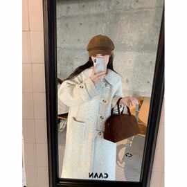 秋冬2025新款毛呢外套感小个子中长款气质温柔韩系呢子大衣女
