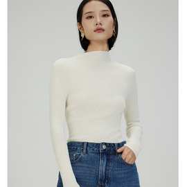 岛精无缝一体成型半高领打底毛衣女内搭气质软糯系长袖上衣羊毛衫