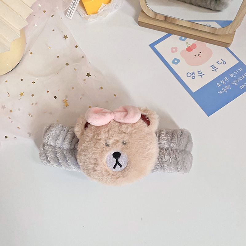Corea del Sur ins Internet celebridad dibujos animados banda de pelo de felpa conejo oso lindo Super lindo pelo banda chica lavado de cara belleza accesorios para el cabello