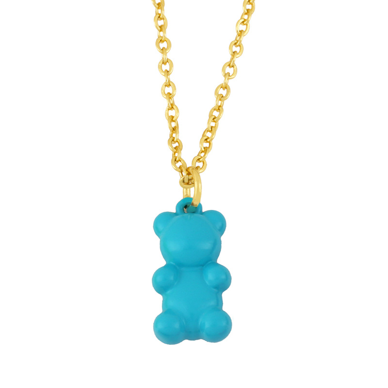 wholesale jewelry color bear shape pendant coppernecklace nihaojewelry