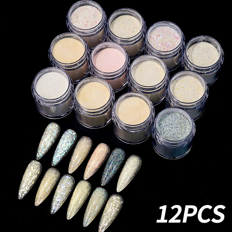 Cross-Border Hot-Selling 12-Color Nail Art Glitter Set, Colorful Crystal Powder for Nail Salons, DIY Nail Decoration Cross-Border Hot-Selling 12-Color Nail Art Glitter Set, Colorful Crystal Powder for Nail Salons, DIY Nail Decoration