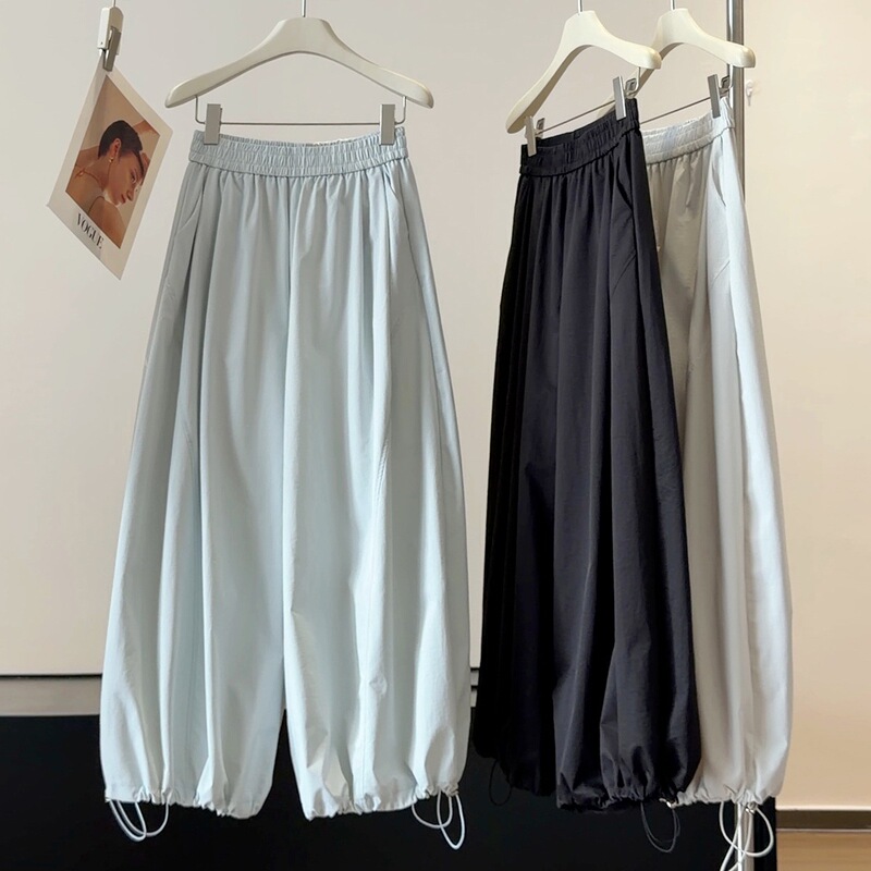 Korean-Style Relaxed Lantern Wide-Leg Pants for Women, New Summer Style, Lazy Cuffed Quick-Dry High-Waisted Slimming Casual Balloon Pants Korean-Style Relaxed Lantern Wide-Leg Pants for Women, New Summer Style, Lazy Cuffed Quick-Dry High-Waisted Slimming Casual Balloon Pants