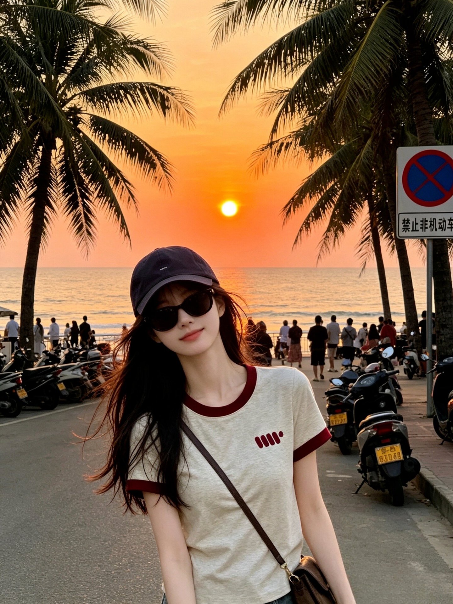 Áo thun nữ cổ tròn tay ngắn phối màu vai xuôi, in họa tiết trẻ trung — Màu ảnh chi tiết 3