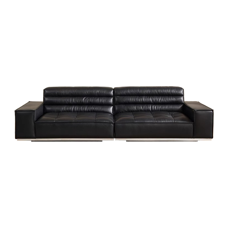 Roger sofá de cuero sofá de piso grande villa minimalista italiana sala de estar sofá de cuero negro