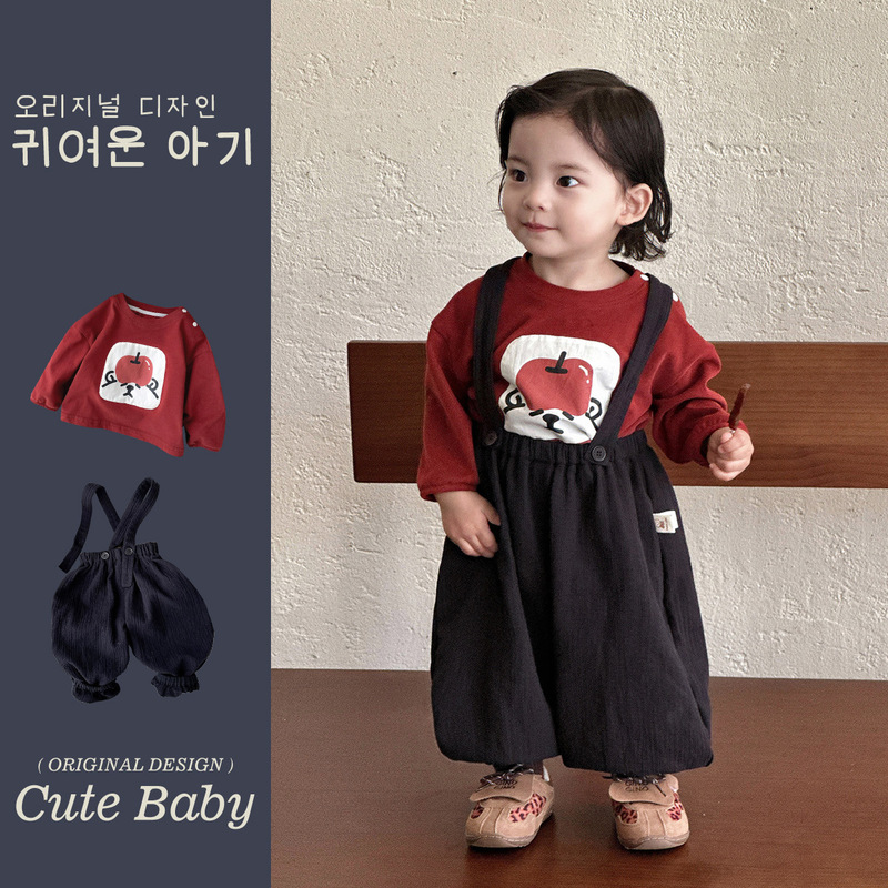 幼児と幼児の洋風オーバーオールスーツ 2025 新しいジャケット秋の男の子韓国スタイルのスウェットシャツベビー外出服|undefined