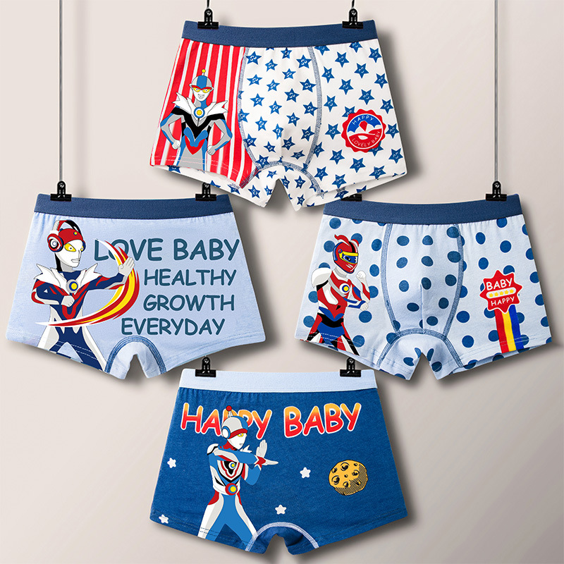 Summer boys' boxer briefs pure cotton small, medium and large children's baby category A cotton boxer briefs wholesale one piece drop shipping