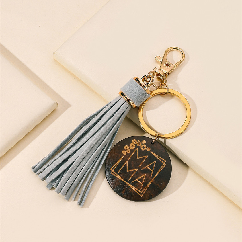 17g Weight Keychain Classification 1 Piece Quantity Casual, Holiday, Daily Occasion Pu Leather Material Mother'S Day Festival Letter, Tassel Pattern Unisex Gender Modern Style Style Modern Style Letter Tassel Pu Leather Mother'S Day Unisex Keychain 19