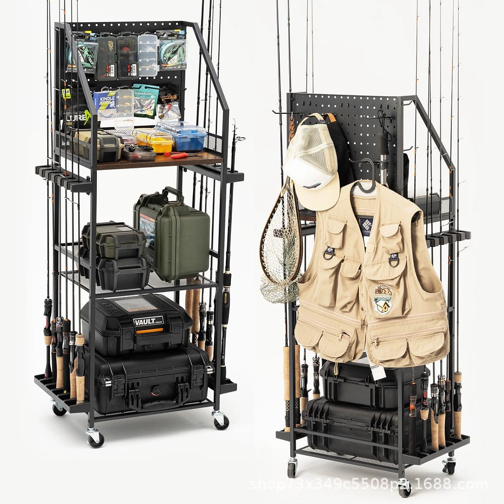 Держатель удочки, хранение рыболовных снастей, рыболовная тележка для удочки, ящик для снастей, стеллаж для хранения катушек