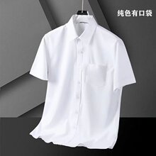 男士夏季短袖白衬衫商务正装薄款休闲衬衣高级感黑长袖西装衬衫