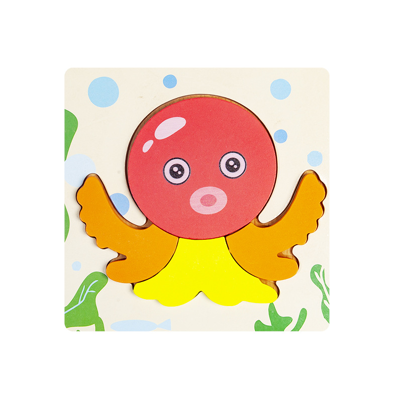 Kindergarten bebé rompecabezas de madera tridimensional juego de rompecabezas 1-3 educación temprana bebés y niños y niñas juguetes