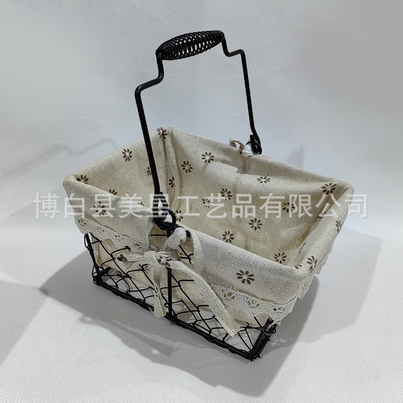 직사각형 트위스트 메쉬 핸드바구니 - 매트 블랙 17X13X9HCM