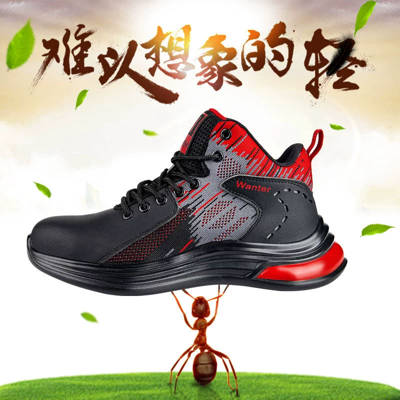 Летняя дышащая обувь для охраны труда, Мужская Противоударная Проколотая стальная головка, летающая сетчатая поверхность, легкая защитная обувь, трансграничная