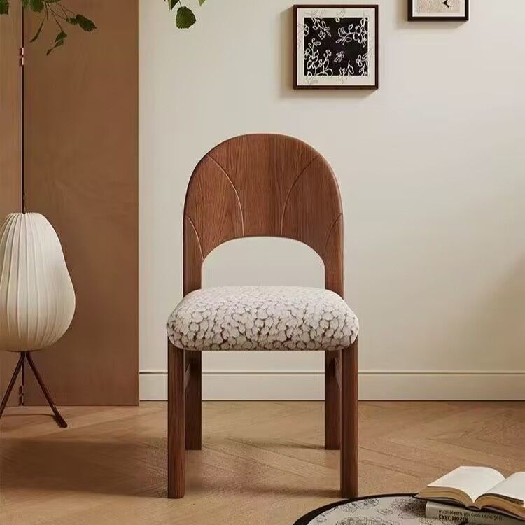 Second-Hand French-Style Solid Wood Lambswool High-End Home-Use Simple Dining Chair, Plush New Trendy Vanity Chair, Petal Chair Second-Hand French-Style Solid Wood Lambswool High-End Home-Use Simple Dining Chair, Plush New Trendy Vanity Chair, Petal Chair