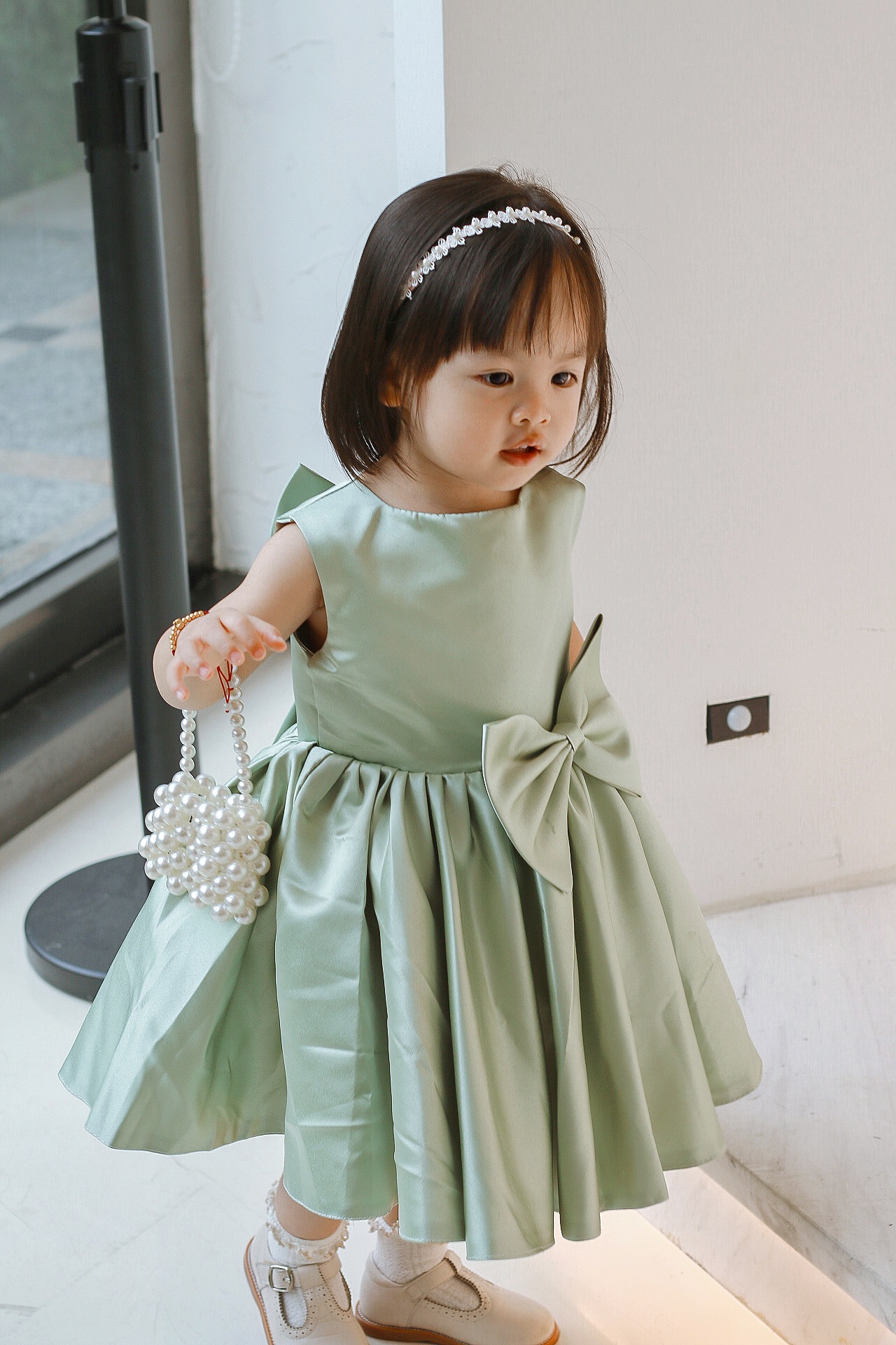 369g Weight Sleeveless Sleeve Length Party Dress Dresses Type Polyester Fabric Type High Waist Waist Line Princess Solid Color Bowknot Polyester Girls Dresses