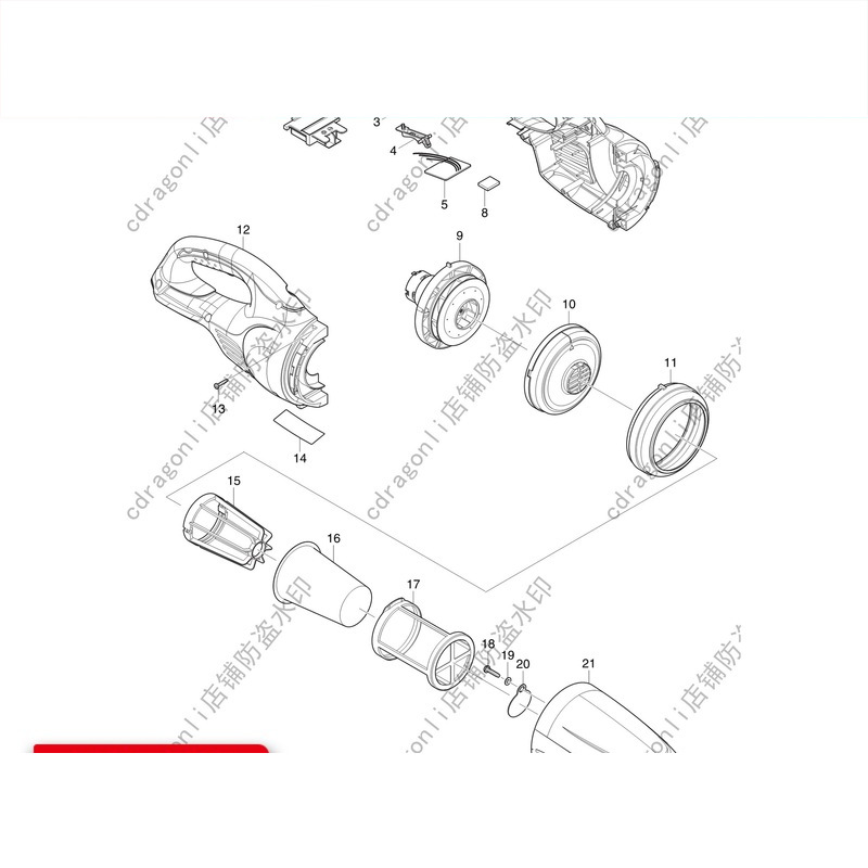 正品makita牧田18V锂电池充电无线吸尘器DCL180零件灰袋开关吸管