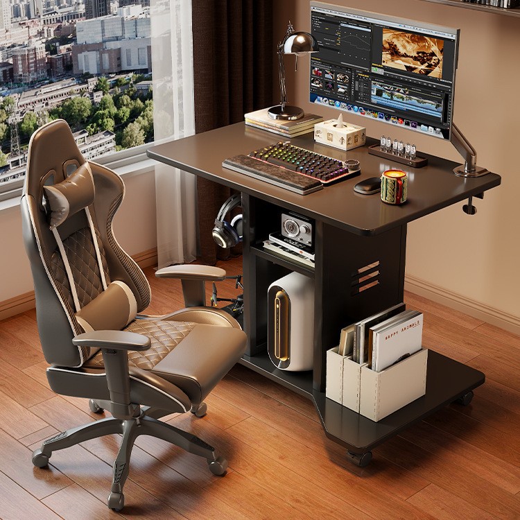 80CM madera sólida pequeña casa de escritorio de computadora portátil puede poner la máquina principal mesa lateral gabinete de mesa de juego electrónico integrado