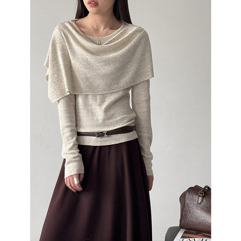 Orange Zhi Autumn New Arrivals: Korean-style, atmospheric, detachable shawl two-piece knit set for women, 26095