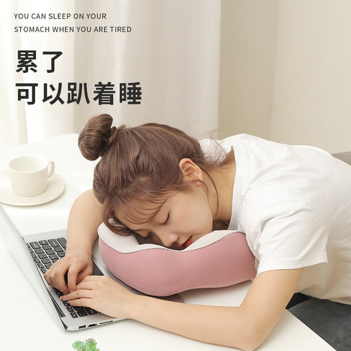 U-shaped neck pillow with cool memory foam, portable airplane travel neck pillow, nap support neck pillow, pillow with customizable LOGO printing