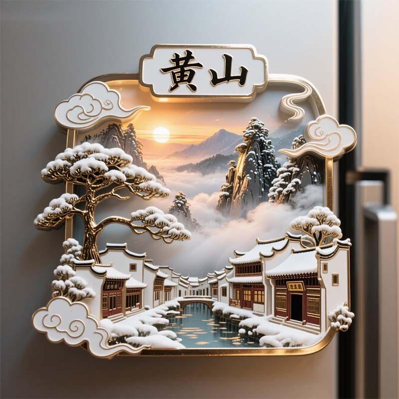 【黄山】景点金属立体浮雕冰箱贴门贴装饰旅游景区纪念品文创礼物|undefined