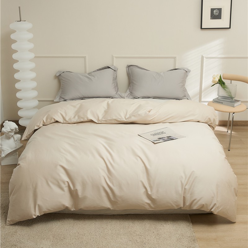 100 fundas de edredón individual de algodón de fibra larga, algodón de cuatro estaciones, color sólido, cama individual simple, funda de almohada individual, sábana de algodón puro