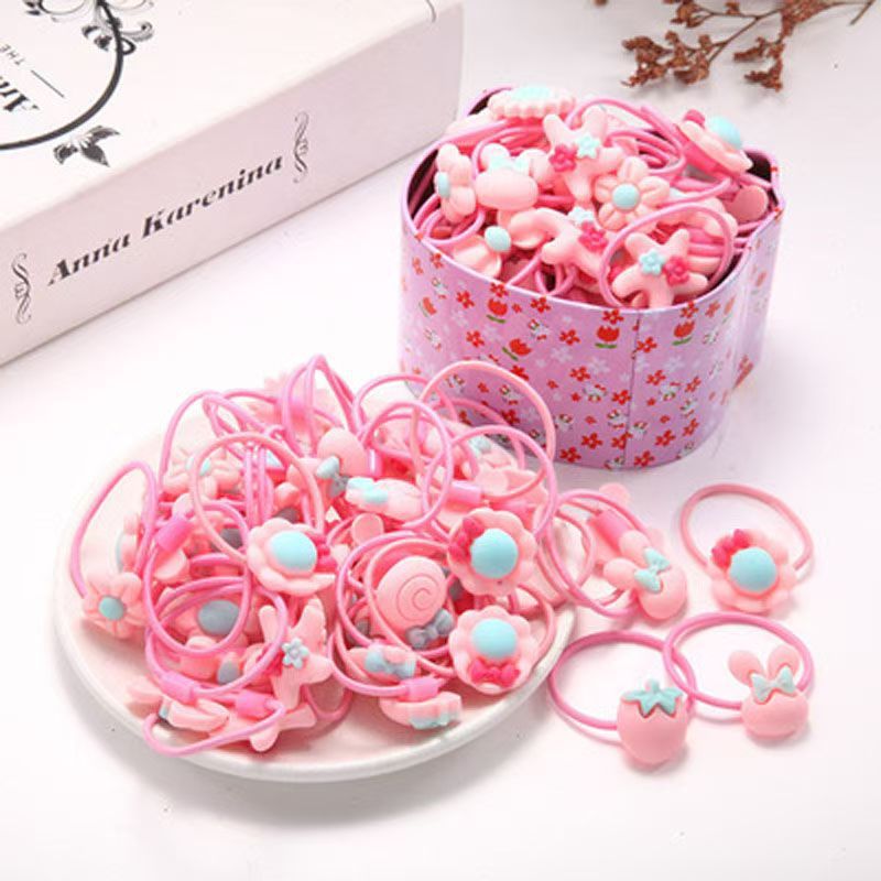 Children's Flower Rubber Tendon Children's Hair Rope Baby's Hair Ring Elastic Hair Tie Girl's Small Tie Headwear