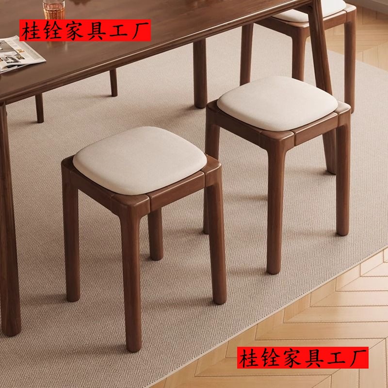 단단한 나무 의자, 가정용 쌓을 수 있는 부드러운 패키지 벤치, 거실 나무 낮은 의자, 간단한 현대적인 작은 사각형 의자, 식탁 및 의자