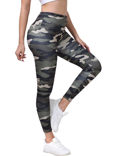 Cross-border autumn and winter fleece camo yoga pants, European and American style, sports outdoor, vogue peach butt high-waist fitness pants for women