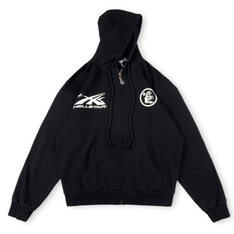新欧潮牌Hellstar Studios Hoodie拉链洗水做旧连帽卫衣男女同款|undefined
