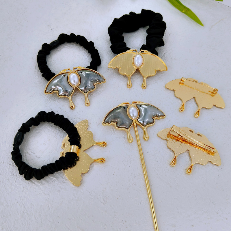 Yizan ジュエリー DIY 宋錦ベースカバー付き蛾ブローチヘアピンヘアピンヘアバンド溝ステッカー生地素材|undefined