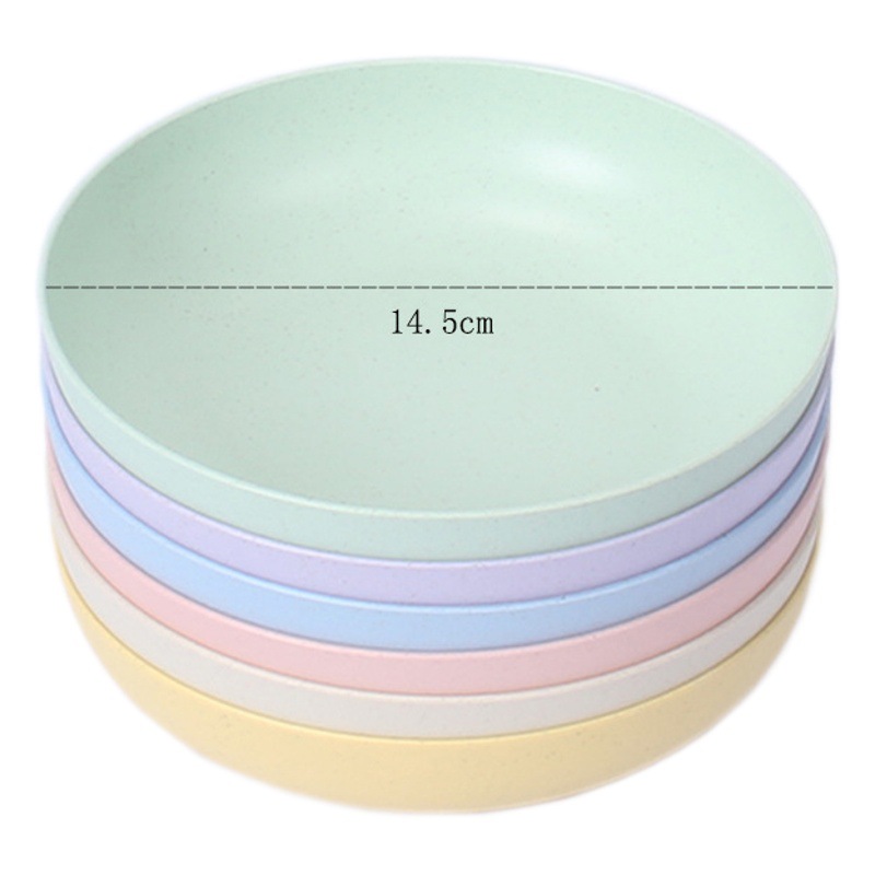 15cm ronda Deep Dish 6 Unids paja de trigo resistente a la gota plato de pastel restaurante Dumpling plato de hueso
