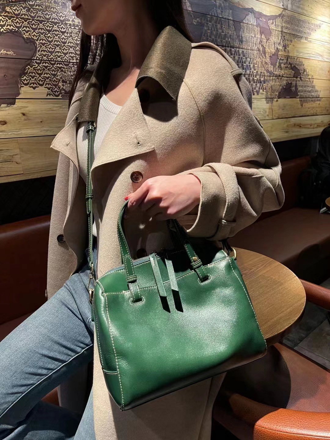 Bolso de cuero curtido vegetal primera capa de piel de vaca gran bolsa de pasta de árbol de cuero retro bolsa de mensajero de moda casual todo-fósforo de cuero suave 775