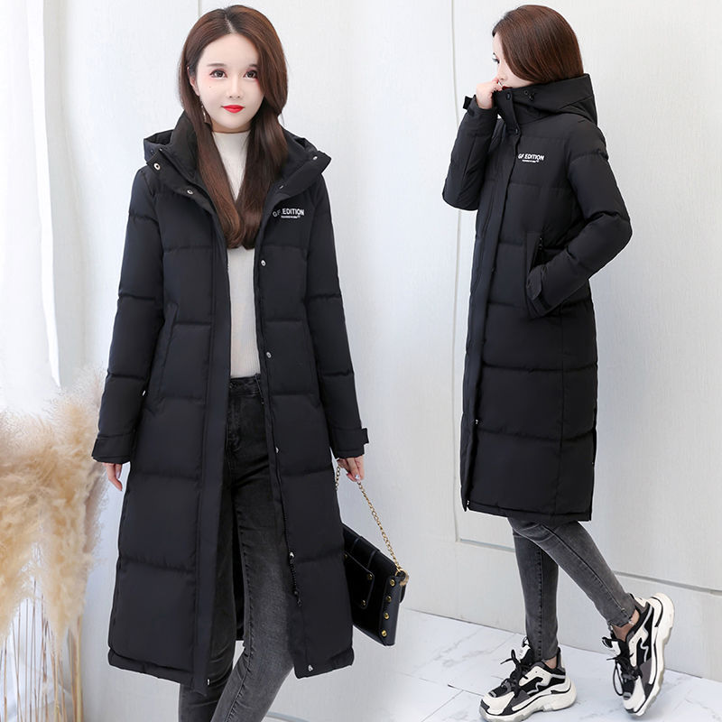 长款羽绒棉服印花外套女冬季中长款过膝韩版女士棉衣2025新款棉袄