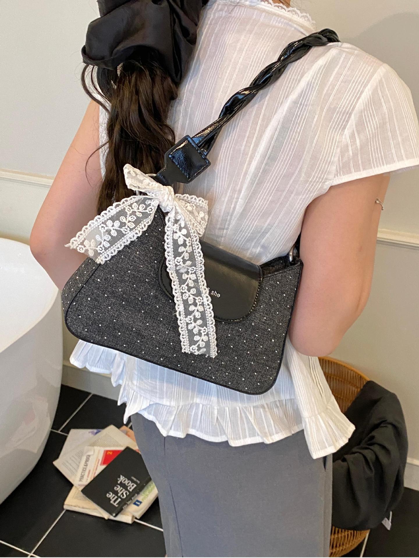 Bolso de moda coreano de estilo extranjero bolso de mano mujer 2025 verano nuevo bolso de brazo de denim bolso de viaje