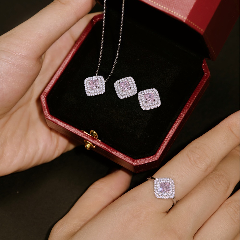 Inlay Design Simple Style Classic Style Solid Color Sterling Silver Wholesale Jewelry Set