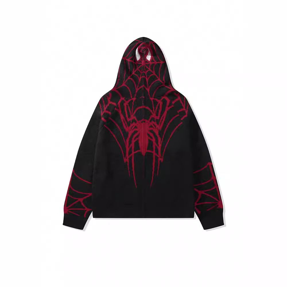 Men's Clothing new fashion casual street fashion long sleeved cardigan loose spider web dark unisex sweater_voghion.com