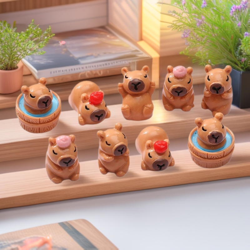 卡通呆萌卡皮巴拉树脂工艺品立体小公仔桌面装饰自制钥匙扣小挂件