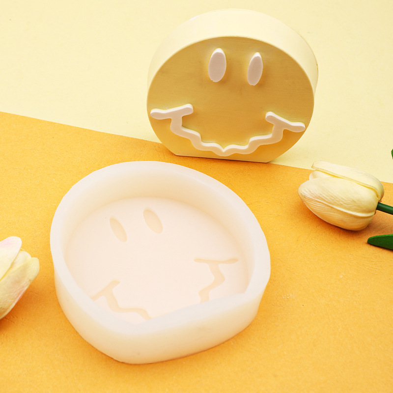 Smiley jabón redondo aromaterapia vela molde de yeso DIY hecho a mano fondant pastel chocolate mousse Silicona