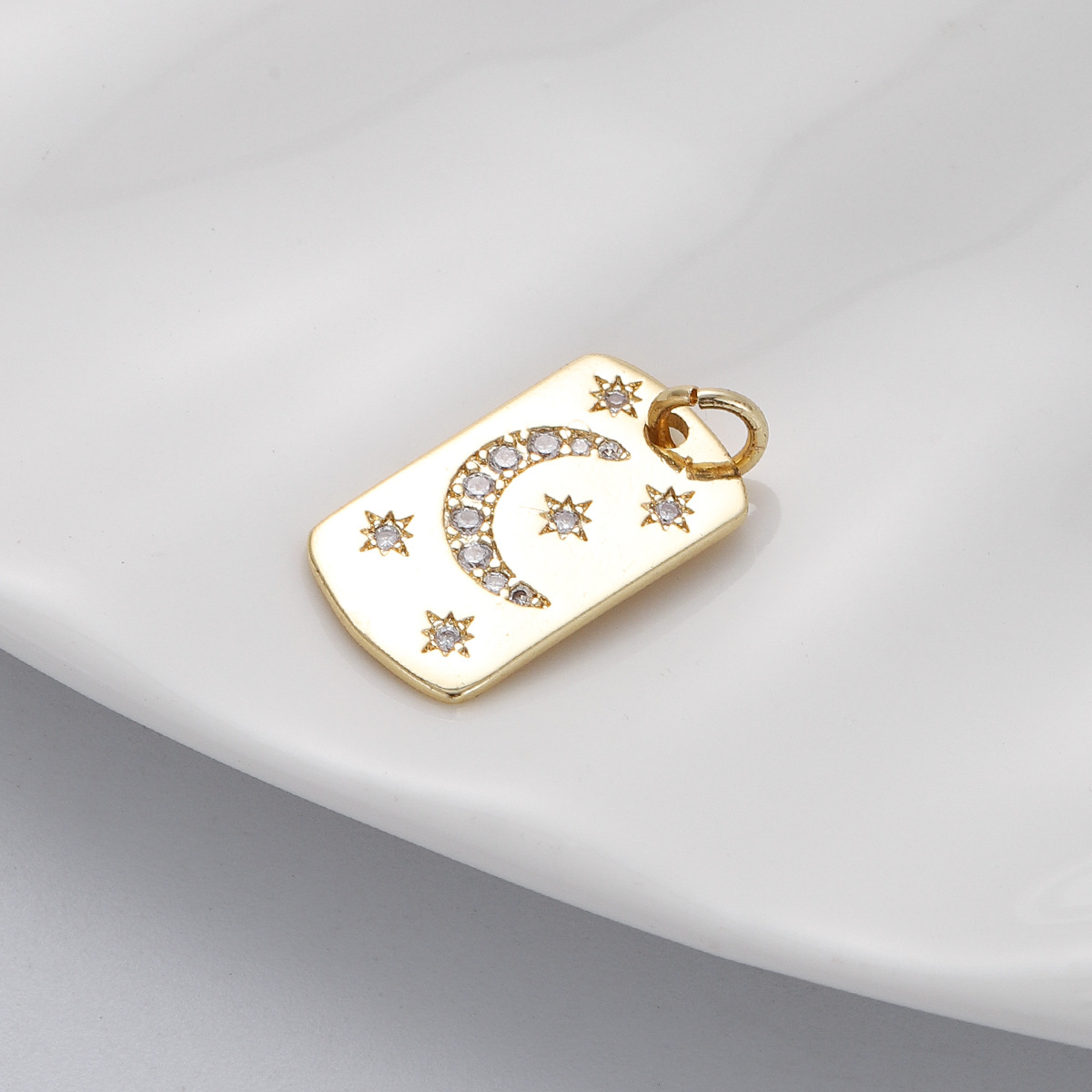 8g Weight Pendant, Chain Jewelry Making Type Zircon Inlay Material DIY Jewelry Accessories Classification 1 Piece Quantity Copper Material Geometric, Star, Moon Pattern Plating, Inlay Design Simple Style Style 1 Piece Copper Zircon Geometric Star Moon Pendant Chain 15