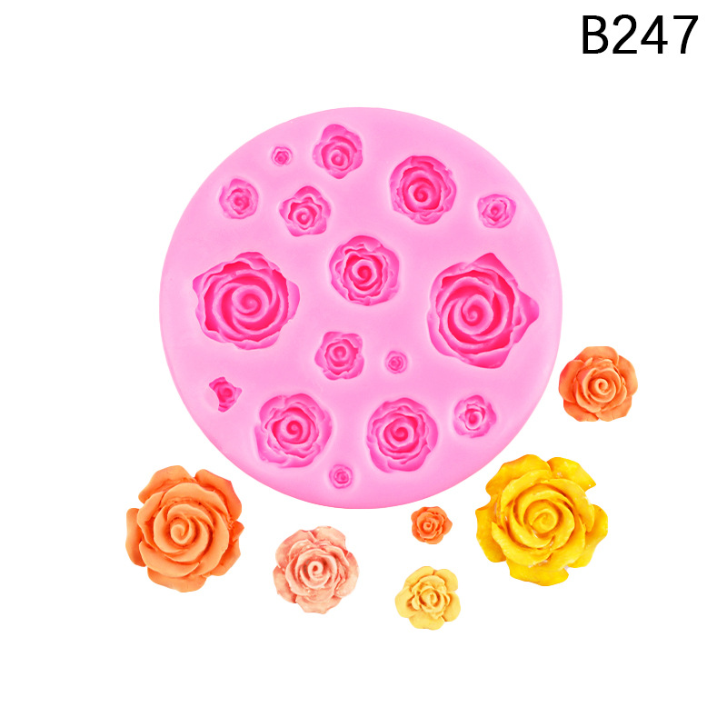 Fondant DIY Rosa molde con hojas flor resina mousse pastel mousse de chocolate decorativo aromaterapia molde