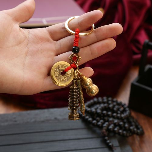 Golden List Name National Style Scholar's Exam Gift Wenchang Pen Copper Wenchang Pagoda Keychain Pendant Wholesale