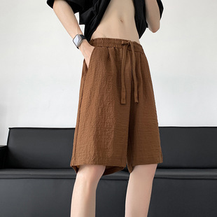2024 oversize retro shorts senior men's casual pants breathable beach pants solid color a generation of hair