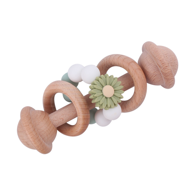 Nuevo juguete creativo para niños mordedor Beech bebé sonajero de mano Margarita cuentas de silicona ejercicio interactivo mordedor palo