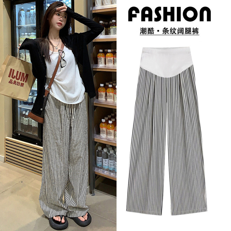 2025 Summer Black and White Striped Maternity Pants Casual Loose Lazy Walking Pants Slimming Thin Maternity Wide-Leg Pants 2025 Summer Black and White Striped Maternity Pants Casual Loose Lazy Walking Pants Slimming Thin Maternity Wide-Leg Pants