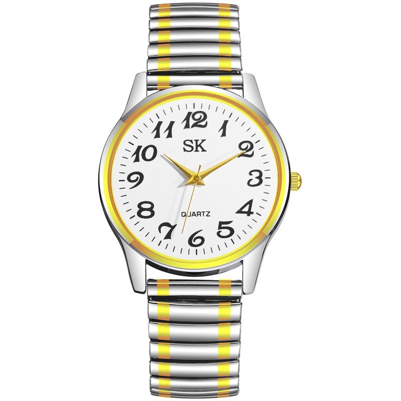 Factory Direct Sales of Elastic Band Watches for Middle-Aged and Elderly People, Classic Digital Couple Quartz Watches, Cross-Border Foreign Trade Popular Watches
