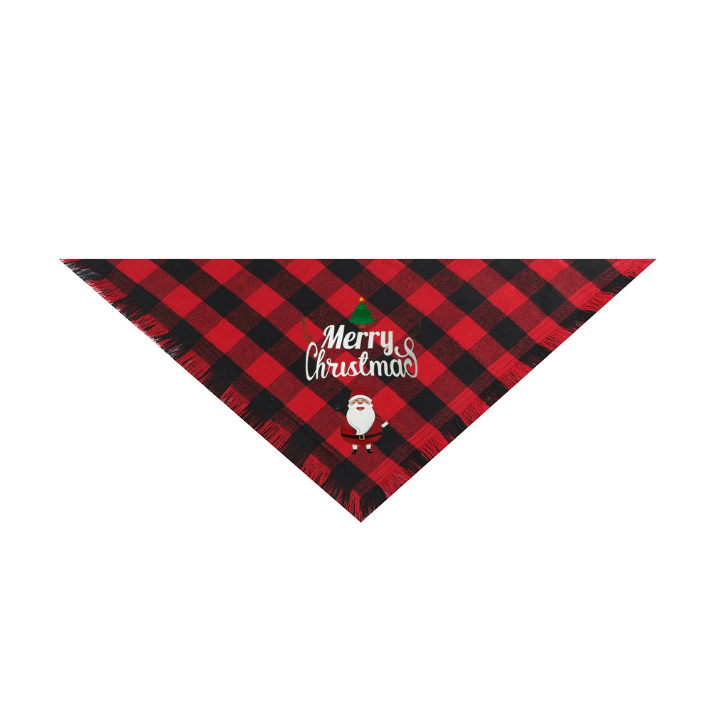 A cuadros borla regalo de Navidad mascota perro toalla triángulo mascota perro saliva toalla perro bufanda decoración al por mayor