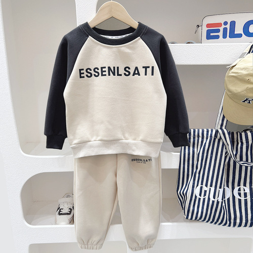 Boys' Spring Sweatshirt Set 2024 New Children's Spring and Autumn New Sportswear Middle and Older Children's Two-piece Set Children's Clothing Batch