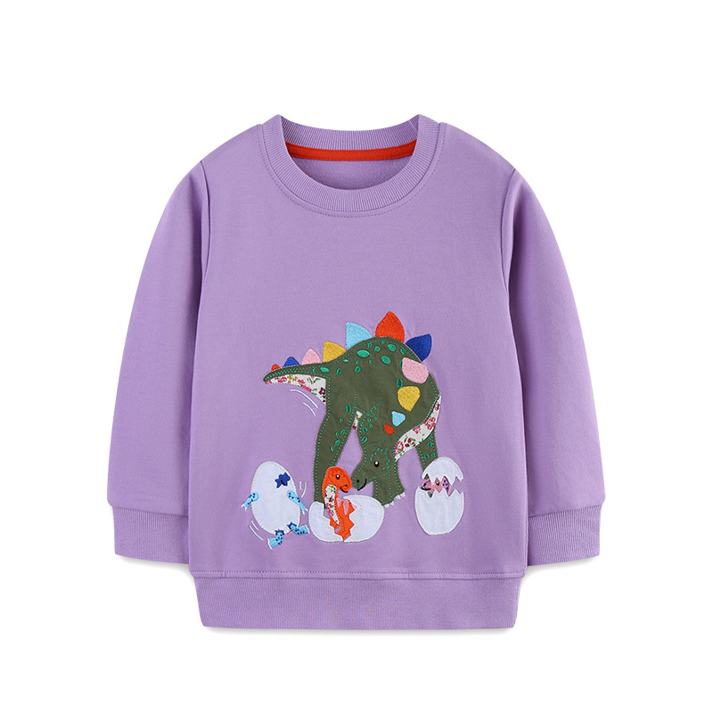 26 nuevos modelos de sudaderas para niñas con parches de dinosaurios, sudaderas infantiles de manga larga, camisetas deportivas infantiles de algodón tejido con cuello redondo, lote mixto. image 7