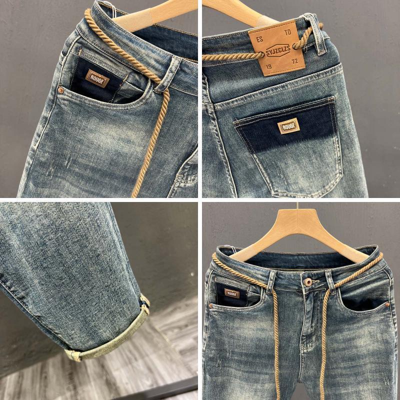 Jeans skinny slim fit da uomo 2026, pantaloni casual a gamba dritta in stile coreano, primavera autunno, vita media, cotone, nero, grigio e blu_voghion.com