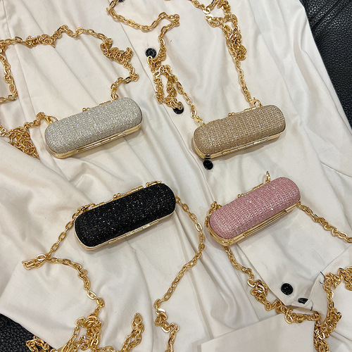 Lipstick small bag color diamond lipstick bag fashion Korean version personality Korean version European and American women's chain shoulder bag temperament woman 