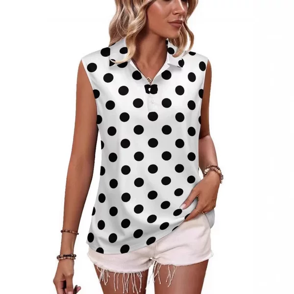 Dropshipping Cross-Border Spring and Summer Amazon New Style Polo Shirt Buttoned Sleeveless Women's Polo Shirt T-Shirt Top